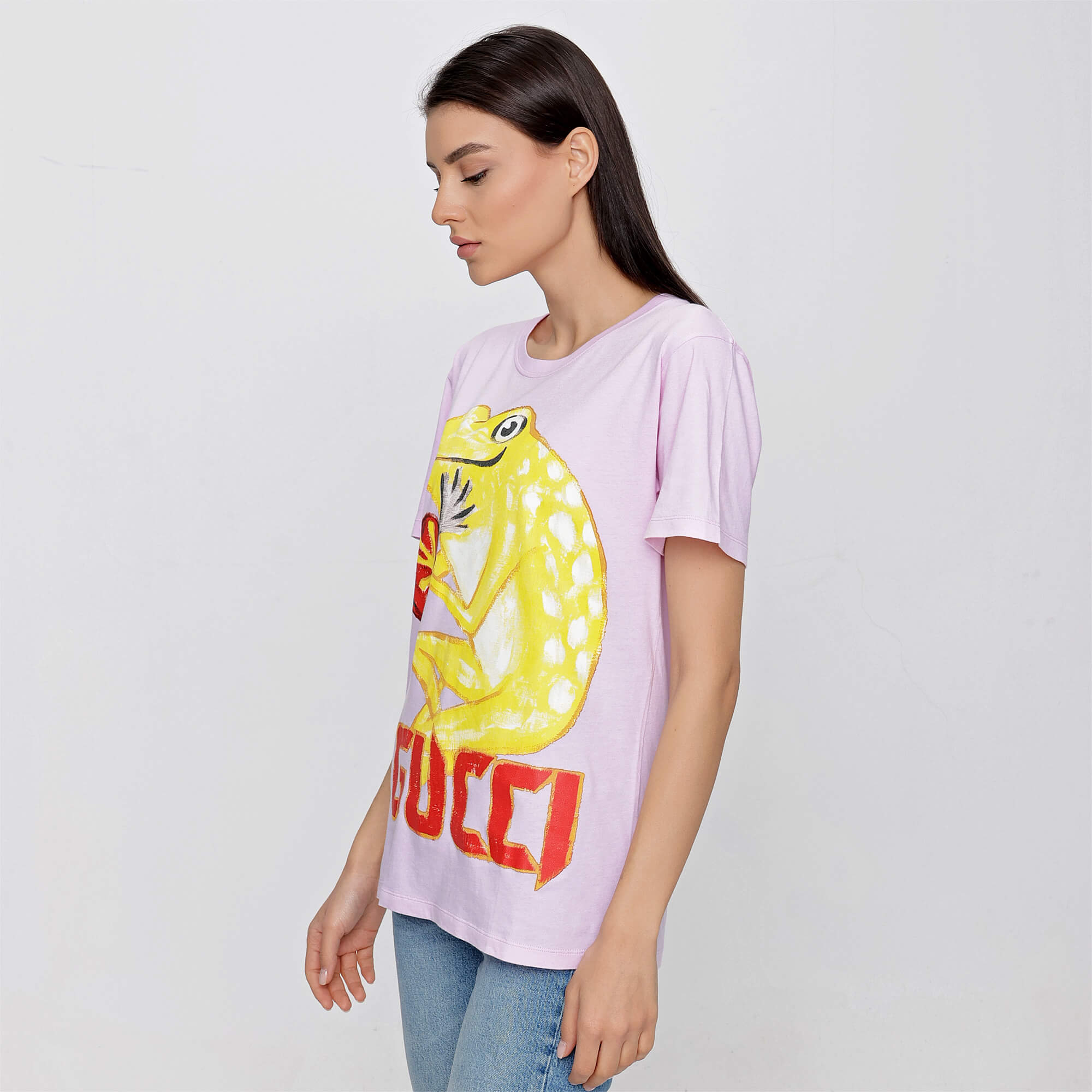 Gucci - Pink Cotton Frog Heart Printed Tshirt